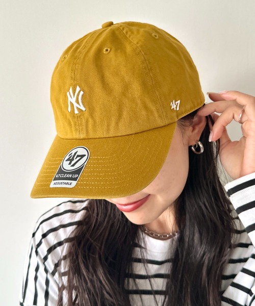 '47（フォーティーセブン）の「【日本未発売】'47(フォーティーセブン)/BASE RUNNER CLEAN UP/ミニロゴ  ロゴ刺繍 ベースボール クリーンナップ キャップ 帽子（キャップ・レディース・ピンク/イエロー/モスグリーン/アイボリー/ダークグリーン/チャコールグレー/ブラック/ブラウン/カーキ/ネイビー・FREE）」の9枚目の写真