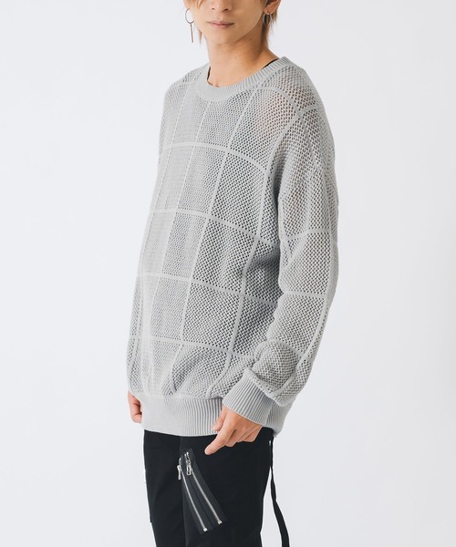REGIEVO(レジエボ)の「REGIEVO ニットメッシュクルーネックセーター(ニット/セーター・メンズ・ブラック/ホワイト・LARGE/MEDIUM)」の9枚目の写真