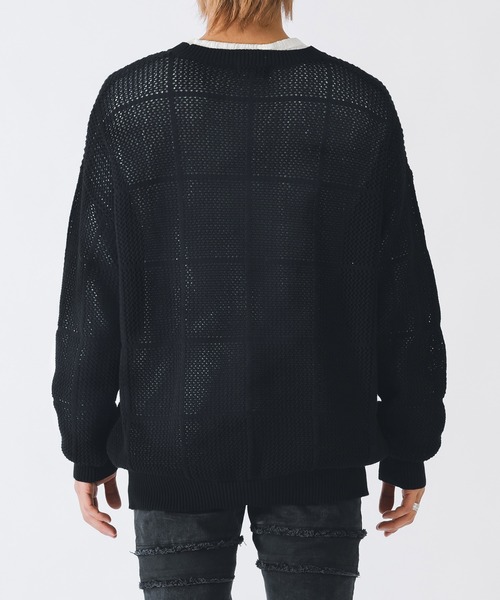 REGIEVO(レジエボ)の「REGIEVO ニットメッシュクルーネックセーター(ニット/セーター・メンズ・ブラック/ホワイト・LARGE/MEDIUM)」の6枚目の写真