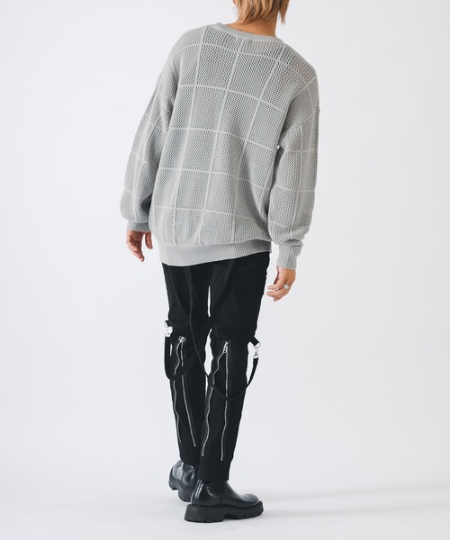REGIEVO(レジエボ)の「REGIEVO ニットメッシュクルーネックセーター(ニット/セーター・メンズ・ブラック/ホワイト・LARGE/MEDIUM)」の3枚目の写真