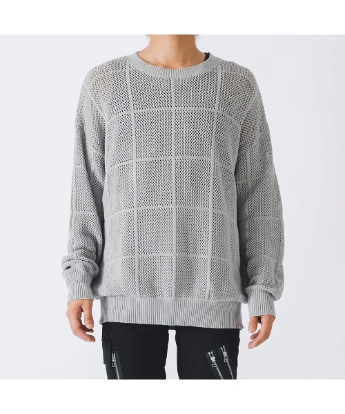 REGIEVO(レジエボ)の「REGIEVO ニットメッシュクルーネックセーター(ニット/セーター・メンズ・ブラック/ホワイト・LARGE/MEDIUM)」の16枚目の写真