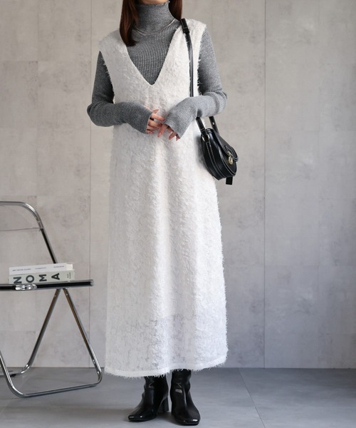 sakishimatokyo（サキシマトーキョー）の「カットジャガード　ジャンパースカート/ワンピース/ドレス（ジャンパースカート・レディース・ホワイト/ピンク/ブラック・FREE）」の15枚目の写真