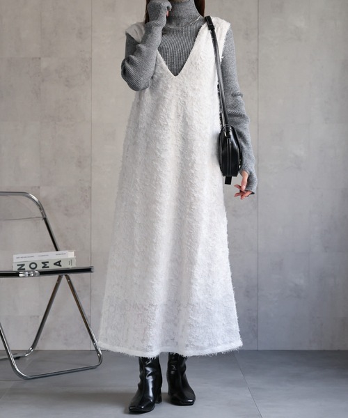 sakishimatokyo（サキシマトーキョー）の「カットジャガード　ジャンパースカート/ワンピース/ドレス（ジャンパースカート・レディース・ホワイト/ピンク/ブラック・FREE）」の4枚目の写真