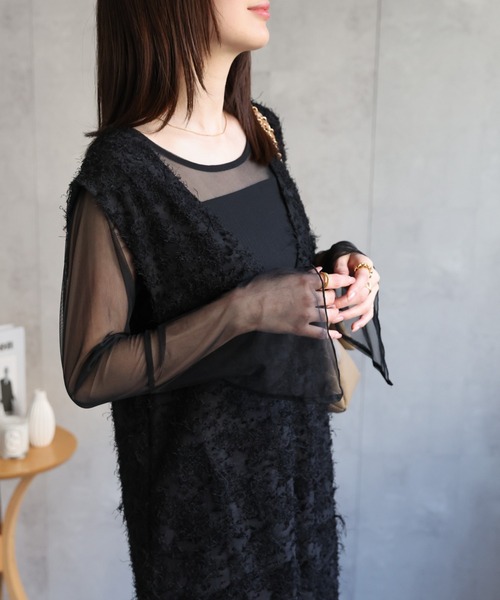 sakishimatokyo（サキシマトーキョー）の「カットジャガード　ジャンパースカート/ワンピース/ドレス（ジャンパースカート・レディース・ホワイト/ピンク/ブラック・FREE）」の12枚目の写真