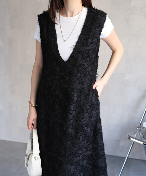 sakishimatokyo（サキシマトーキョー）の「カットジャガード　ジャンパースカート/ワンピース/ドレス（ジャンパースカート・レディース・ホワイト/ピンク/ブラック・FREE）」の10枚目の写真