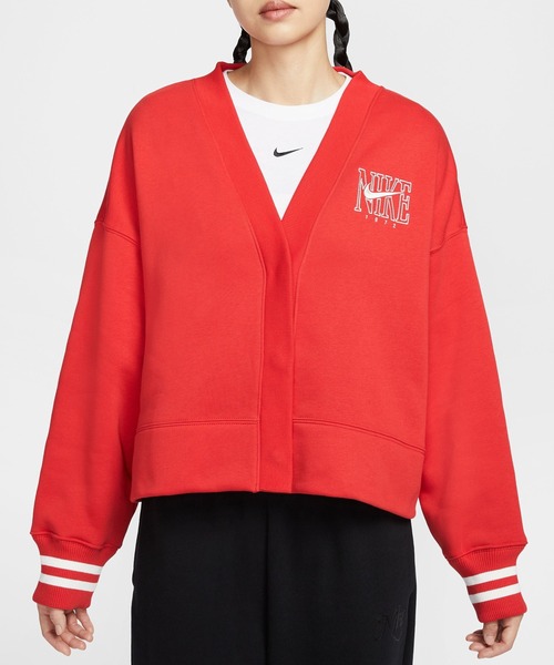 NIKE（ナイキ）の「NIKE WMNS PHNX FLC OOS GX CRDGN HJ0946/HJ0947（カーディガン/ボレロ・レディース・ブラック/レッド/オフホワイト・S）」の7枚目の写真