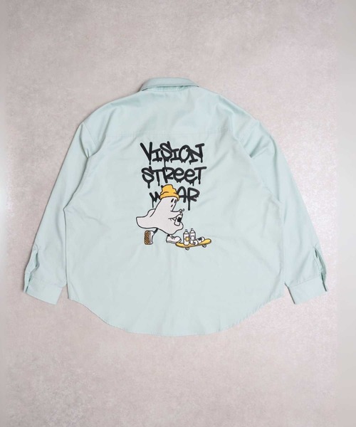 VISION STREET WEAR（ヴィジョンストリートウェア）の「【VISION STREET WEAR】ゴースト刺繍シャツ（シャツ/ブラウス・メンズ・ブラック/ライム/キナリ・M/L/XL）」の3枚目の写真