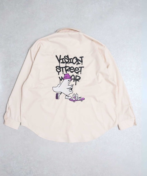 VISION STREET WEAR（ヴィジョンストリートウェア）の「【VISION STREET WEAR】ゴースト刺繍シャツ（シャツ/ブラウス・メンズ・ブラック/ライム/キナリ・M/L/XL）」の2枚目の写真
