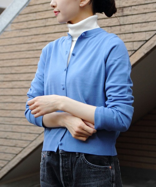 RYE TENDER(ライテンダー)の「RYE TENDER/ライテンダー クララカーディガン CLARA CARDIGAN(カーディガン/ボレロ・レディース・ブルー/グレー/ブラック・0)」の1枚目の写真