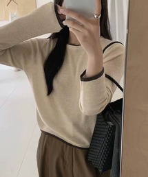 バイカラー配色ニットプルオーバー
