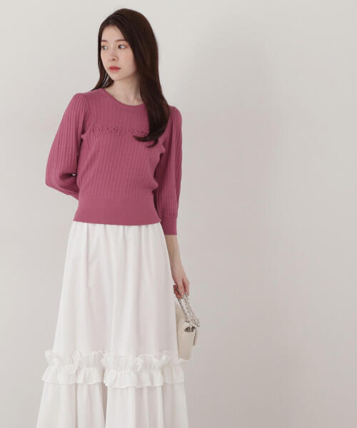 PROPORTION BODY DRESSING(プロポーションボディドレッシング)の「コード刺繍ニット / 1215170212(ニット/セーター・レディース・ホワイト/ピンク・FREE)」の9枚目の写真