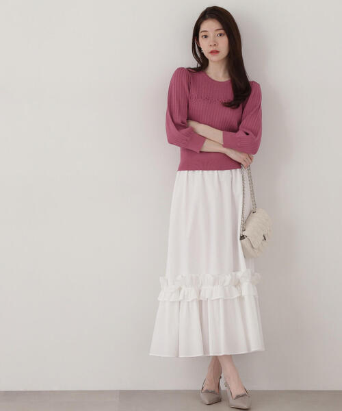 PROPORTION BODY DRESSING(プロポーションボディドレッシング)の「コード刺繍ニット / 1215170212(ニット/セーター・レディース・ホワイト/ピンク・FREE)」の10枚目の写真
