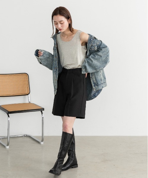 ad thie(アドティエ)の「タック ハーフパンツ(その他パンツ・レディース・アイボリー/ブラウン/ブラック・FREE)」の16枚目の写真