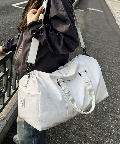 セール】【撥水PU・大容量】2WAY レザーライクボストンバッグ/トラベル