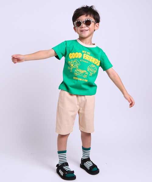 DILASH(ディラッシュ)の「ファーストフード柄半袖Tシャツ(Tシャツ/カットソー・キッズ・オフホワイト/グリーン・100/110/120/130/140/90/80)」の1枚目の写真