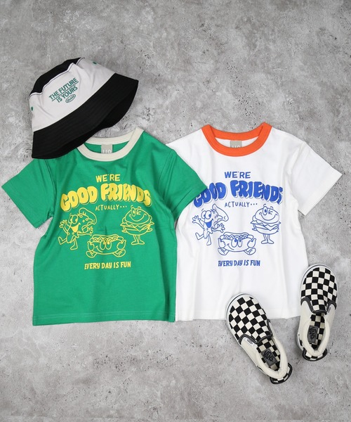 DILASH(ディラッシュ)の「ファーストフード柄半袖Tシャツ(Tシャツ/カットソー・キッズ・オフホワイト/グリーン・100/110/120/130/140/90/80)」の4枚目の写真