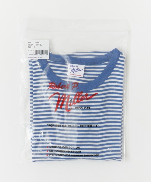 MILLER（ミラー）の「R.P.miller/ミラー Panel ribed cropped T-Shirt クロップド 半袖Tシャツ トップス レディース 秋 秋服 2026年秋冬（Tシャツ/カットソー・レディース・イエロー/ホワイト×ブルー/グレー/ブラック/ミント・FREE）」の7枚目の写真