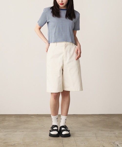 MILLER（ミラー）の「R.P.miller/ミラー Panel ribed cropped T-Shirt クロップド 半袖Tシャツ トップス レディース 秋 秋服 2026年秋冬（Tシャツ/カットソー・レディース・イエロー/ホワイト×ブルー/グレー/ブラック/ミント・FREE）」の10枚目の写真