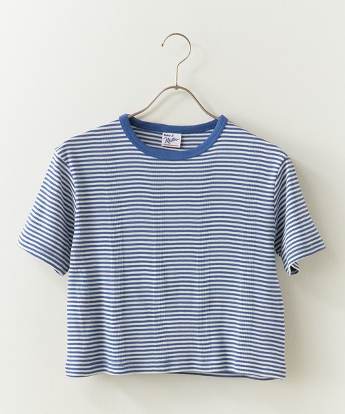 MILLER（ミラー）の「R.P.miller/ミラー Panel ribed cropped T-Shirt クロップド 半袖Tシャツ トップス レディース 秋 秋服 2026年秋冬（Tシャツ/カットソー・レディース・イエロー/ホワイト×ブルー/グレー/ブラック/ミント・FREE）」の6枚目の写真
