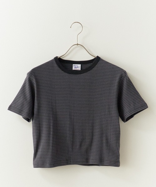 MILLER（ミラー）の「R.P.miller/ミラー Panel ribed cropped T-Shirt クロップド 半袖Tシャツ トップス レディース 秋 秋服 2026年秋冬（Tシャツ/カットソー・レディース・イエロー/ホワイト×ブルー/グレー/ブラック/ミント・FREE）」の11枚目の写真