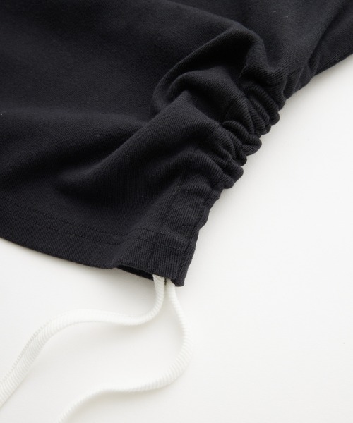 X-girl(エックスガール)の「SCRIPT LOGO DRAWSTRING RINGER BABY TEE(Tシャツ/カットソー・レディース・ブラック/オリーブ/ピンク・S/M)」の9枚目の写真