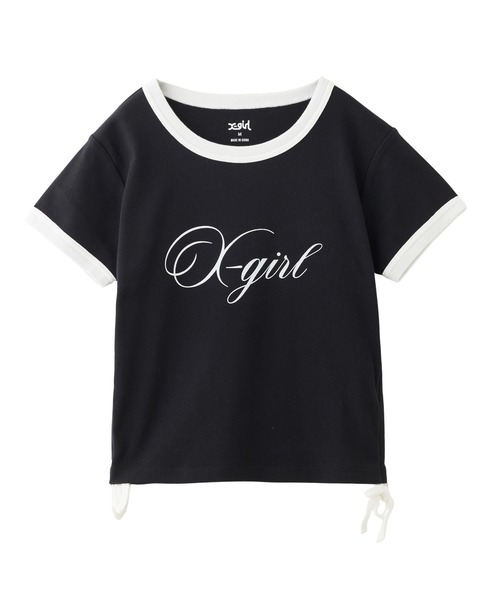X-girl(エックスガール)の「SCRIPT LOGO DRAWSTRING RINGER BABY TEE(Tシャツ/カットソー・レディース・ブラック/オリーブ/ピンク・S/M)」の17枚目の写真