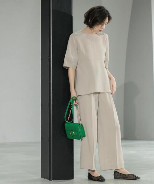 OPAQUE.CLIP（オペークドットクリップ）の「《6色展開/丈が選べる》美脚イージーワイドパンツ/セットアップ対応【ストレッチ/洗濯機洗い可/防シワ】（その他パンツ・レディース・ブラック/ライトベージュ/ダークブラウン/グリーン系その他5/ブルー系その他/ベージュ系7・36/38/40/01/02/42/03/34）」の12枚目の写真