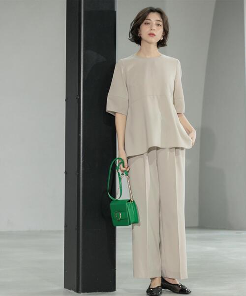 OPAQUE.CLIP（オペークドットクリップ）の「《6色展開/丈が選べる》美脚イージーワイドパンツ/セットアップ対応【ストレッチ/洗濯機洗い可/防シワ】（その他パンツ・レディース・ブラック/ライトベージュ/ダークブラウン/グリーン系その他5/ブルー系その他/ベージュ系7・36/38/40/01/02/42/03/34）」の13枚目の写真