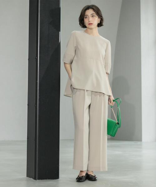 OPAQUE.CLIP（オペークドットクリップ）の「《6色展開/丈が選べる》美脚イージーワイドパンツ/セットアップ対応【ストレッチ/洗濯機洗い可/防シワ】（その他パンツ・レディース・ブラック/ライトベージュ/ダークブラウン/グリーン系その他5/ブルー系その他/ベージュ系7・36/38/40/01/02/42/03/34）」の14枚目の写真