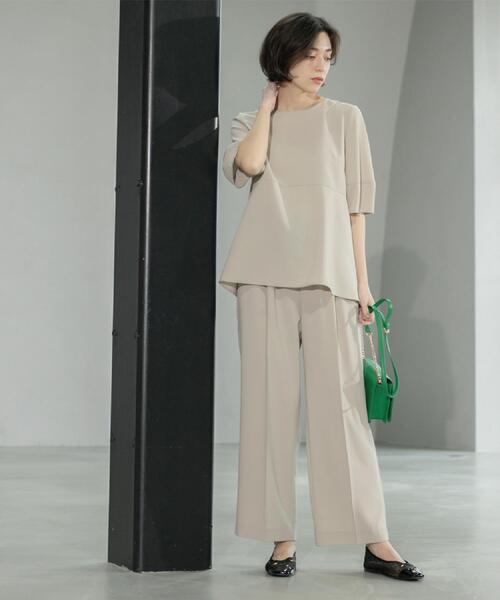 OPAQUE.CLIP（オペークドットクリップ）の「《6色展開/丈が選べる》美脚イージーワイドパンツ/セットアップ対応【ストレッチ/洗濯機洗い可/防シワ】（その他パンツ・レディース・ブラック/ライトベージュ/ダークブラウン/グリーン系その他5/ブルー系その他/ベージュ系7・36/38/40/01/02/42/03/34）」の15枚目の写真
