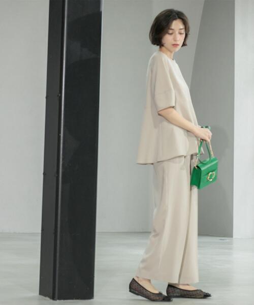 OPAQUE.CLIP（オペークドットクリップ）の「《6色展開/丈が選べる》美脚イージーワイドパンツ/セットアップ対応【ストレッチ/洗濯機洗い可/防シワ】（その他パンツ・レディース・ブラック/ライトベージュ/ダークブラウン/グリーン系その他5/ブルー系その他/ベージュ系7・36/38/40/01/02/42/03/34）」の16枚目の写真