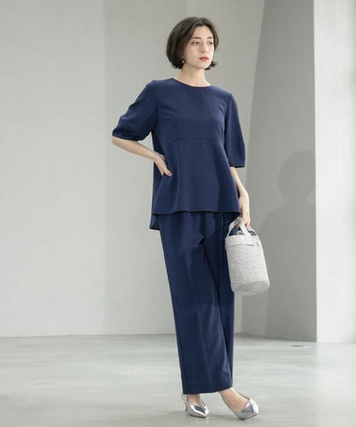 OPAQUE.CLIP（オペークドットクリップ）の「《6色展開/丈が選べる》美脚イージーワイドパンツ/セットアップ対応【ストレッチ/洗濯機洗い可/防シワ】（その他パンツ・レディース・ブラック/ライトベージュ/ダークブラウン/グリーン系その他5/ブルー系その他/ベージュ系7・36/38/40/01/02/42/03/34）」の21枚目の写真