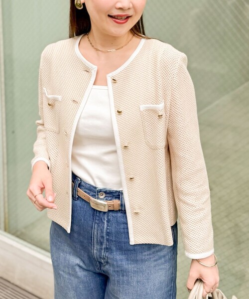 NOLLEY'S Sophi ウォッシャブルラッセルカーデジャケット　36 セール】ウォッシャブルラッセルカーデジャケット（ノーカラー