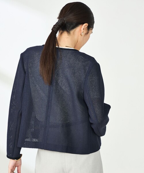 NOLLEY’S Sophi(ノーリーズソフィ)の「ウォッシャブルラッセルカーデジャケット(ノーカラージャケット・レディース・オフホワイト/ネイビー/ベージュ・36/38)」の20枚目の写真