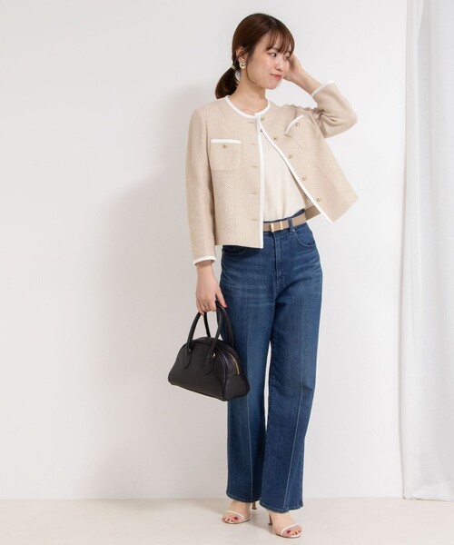 NOLLEY'S Sophi ウォッシャブルラッセルカーデジャケット　36 NOLLEY'S Sophi ジャケット ノーカラージャケット