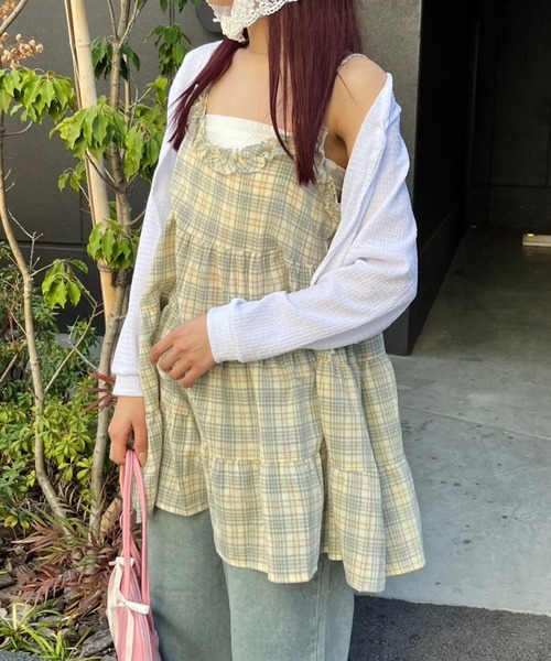 almo(アルモ)の「OP チェックティアードミニワンピース(se)(ワンピース・レディース・イエロー/ピンク・FREE)」の14枚目の写真