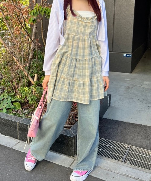 almo(アルモ)の「OP チェックティアードミニワンピース(se)(ワンピース・レディース・イエロー/ピンク・FREE)」の16枚目の写真