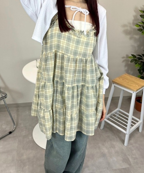 almo(アルモ)の「OP チェックティアードミニワンピース(se)(ワンピース・レディース・イエロー/ピンク・FREE)」の21枚目の写真