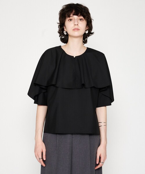 cloenc（クロエンス）の「【手洗い可】前後2WAYケープブラウス（シャツ/ブラウス・レディース・ホワイト/パープル/ブラック・02）」の2枚目の写真