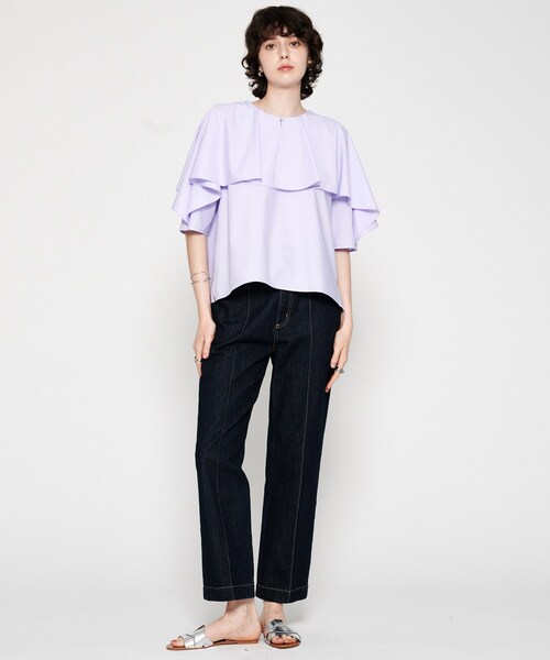 cloenc（クロエンス）の「【手洗い可】前後2WAYケープブラウス（シャツ/ブラウス・レディース・ホワイト/パープル/ブラック・02）」の9枚目の写真