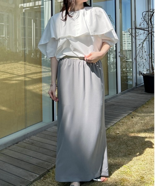 cloenc（クロエンス）の「【手洗い可】前後2WAYケープブラウス（シャツ/ブラウス・レディース・ホワイト/パープル/ブラック・02）」の5枚目の写真