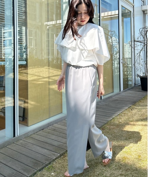 cloenc（クロエンス）の「【手洗い可】前後2WAYケープブラウス（シャツ/ブラウス・レディース・ホワイト/パープル/ブラック・02）」の6枚目の写真