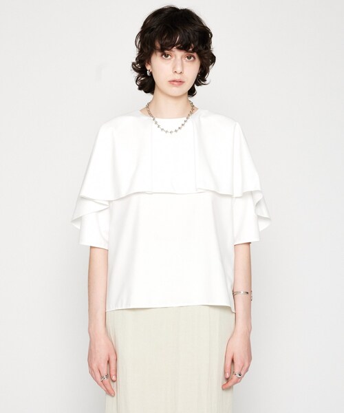 cloenc（クロエンス）の「【手洗い可】前後2WAYケープブラウス（シャツ/ブラウス・レディース・ホワイト/パープル/ブラック・02）」の4枚目の写真