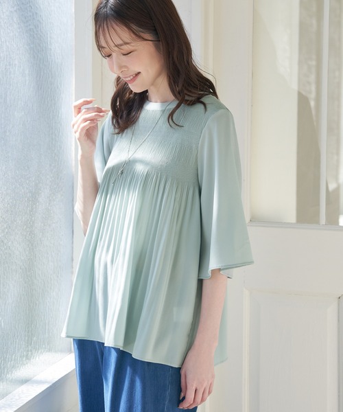 ikka（イッカ）の「マジョリカ3段プリーツブラウス（シャツ/ブラウス・レディース・オフホワイト/ブラック/ライトグレー/オレンジ/ミント/ネイビー・M/L/S）」の11枚目の写真