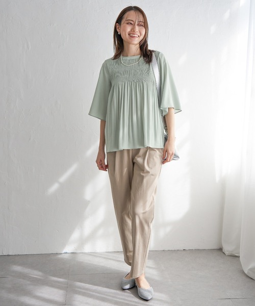 ikka（イッカ）の「マジョリカ3段プリーツブラウス（シャツ/ブラウス・レディース・オフホワイト/ブラック/ライトグレー/オレンジ/ミント/ネイビー・M/L/S）」の13枚目の写真