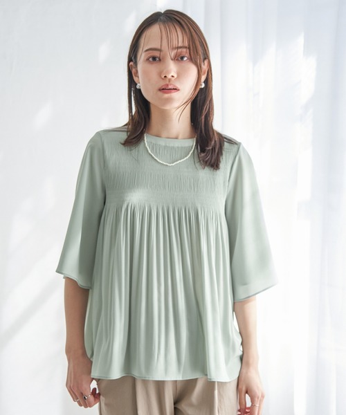 ikka（イッカ）の「マジョリカ3段プリーツブラウス（シャツ/ブラウス・レディース・オフホワイト/ブラック/ライトグレー/オレンジ/ミント/ネイビー・M/L/S）」の14枚目の写真