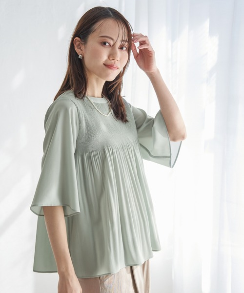 ikka（イッカ）の「マジョリカ3段プリーツブラウス（シャツ/ブラウス・レディース・オフホワイト/ブラック/ライトグレー/オレンジ/ミント/ネイビー・M/L/S）」の15枚目の写真