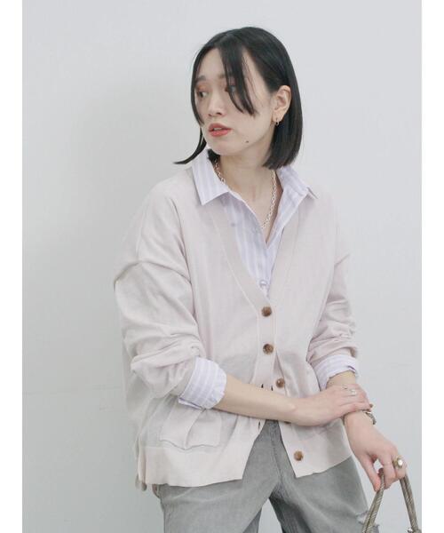 Samansa Mos2 blue(サマンサモスモスブルー)の「マルチスタイルVネックカーディガン(カーディガン/ボレロ・レディース・シルバーグレー/ブルー/チャコールグレー/ライトベージュ/イエロー/オレンジ/グレー・M/L)」の5枚目の写真