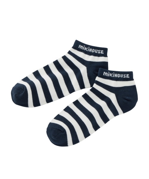 MIKI HOUSE（ミキハウス）の「【WEB限定】ローカットボーダーソックス（大人用）（ソックス/靴下・レディース・ネイビー/グリーン・23-25cm/25-27CM）」の2枚目の写真
