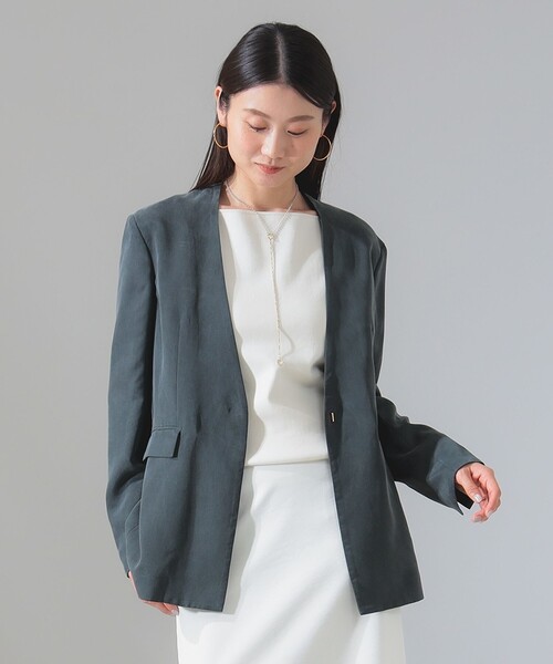 ■専用■美品 デミルクス ビームス 3,5万 リネン100%ノーカラージャケット セール】【ビームスの百名品】ノーカラー フィブリル ジャケット